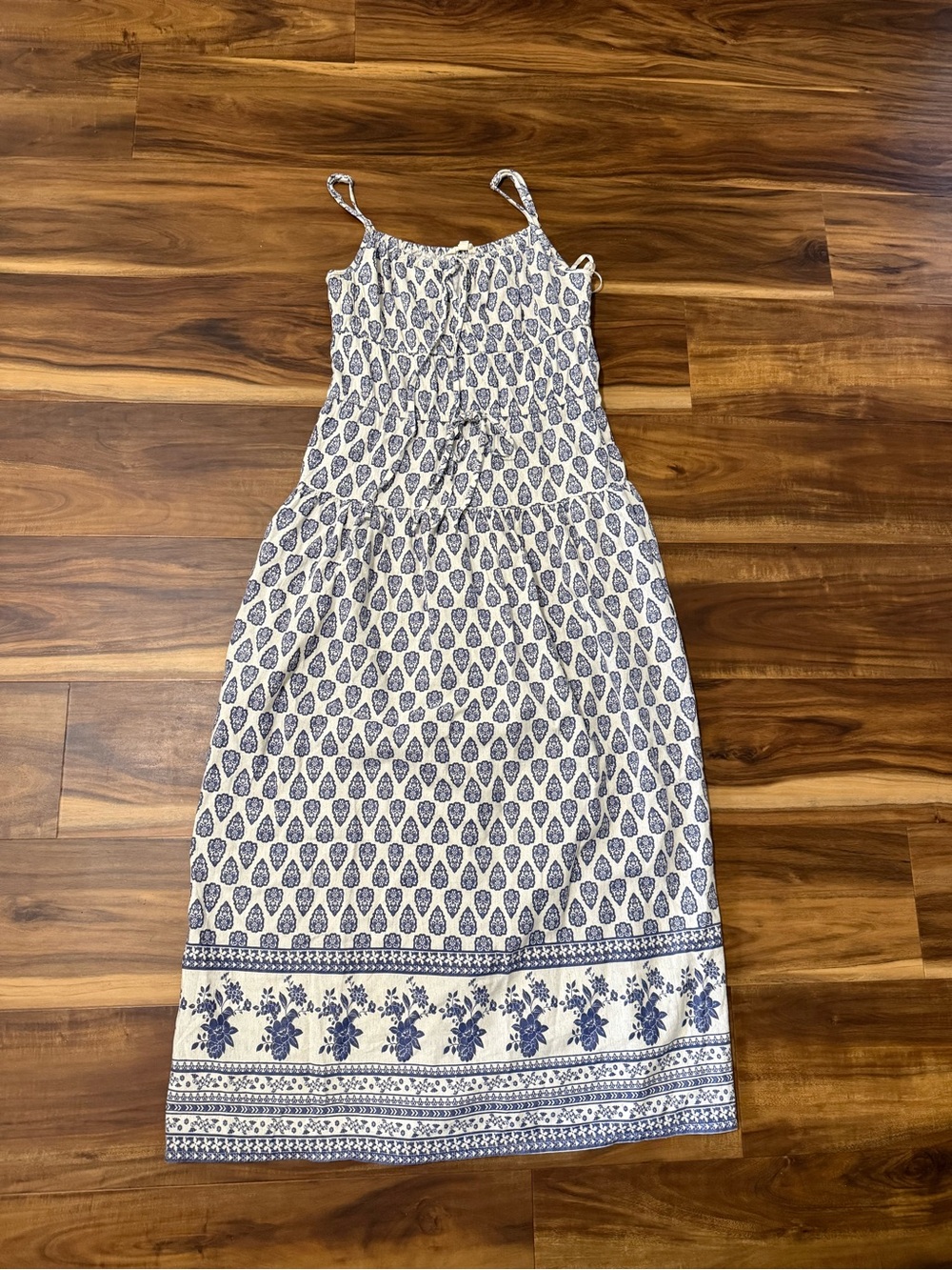 Women’s White and Blue Printed Sundress